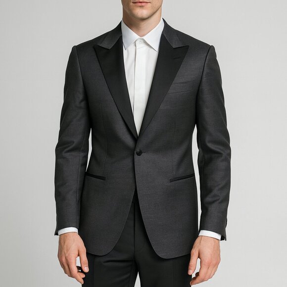 Canali Other - Canali Wool Tuxedo Jacket Peak Lapel Satin Trim Charcoal 40R NWOT